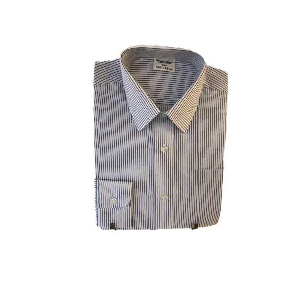 QUEEN ELIZABETH'S SCHOOL - ROYAL-WHITE LONG SLEEVE SHIRT, QUEEN ELIZABETH'S SCHOOL