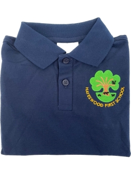 HAYESWOOD FIRST SCHOOL - NAVY POLO WITH LOGO, HAYESWOOD FIRST SCHOOL