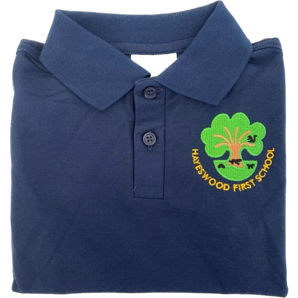 HAYESWOOD FIRST SCHOOL - NAVY POLO WITH LOGO, HAYESWOOD FIRST SCHOOL