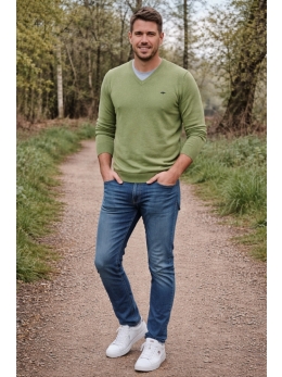Fynch Hatton Fine V Neck Cotton Jumper in assorted colours, Knitwear