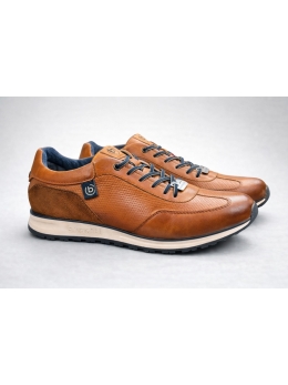 Bugatti Casual Trainer Shoe - Cognac Leather / Suede, Shoes